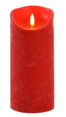 CASAYA LED Kerze, 3D Rustic FLAME,  Ø 9 cm, rot, Timer, 10613